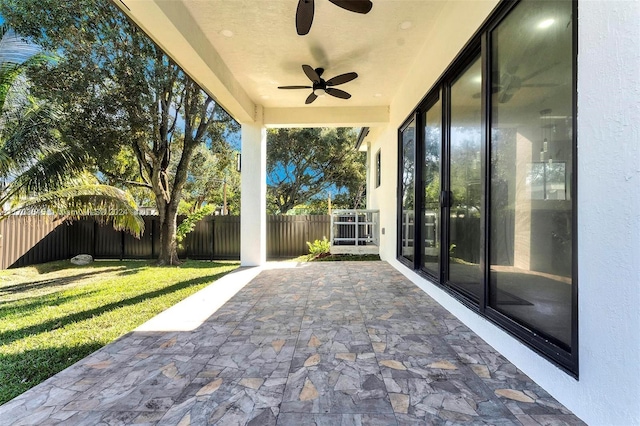 view of patio / terrace with ceiling fan