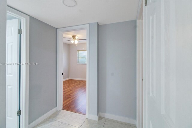 hall featuring light hardwood / wood-style flooring