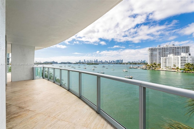 balcony with a water view