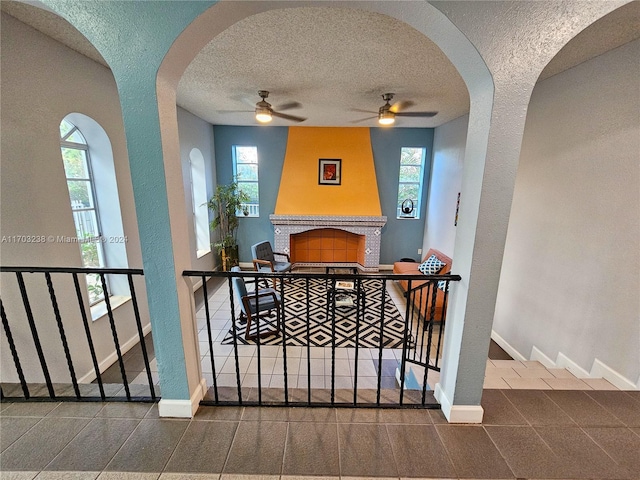 interior space featuring a textured ceiling