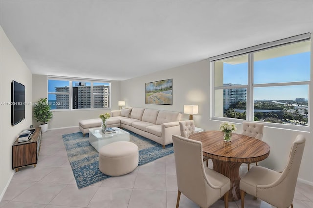 view of tiled living room