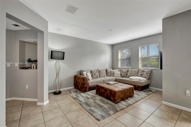 view of tiled living room