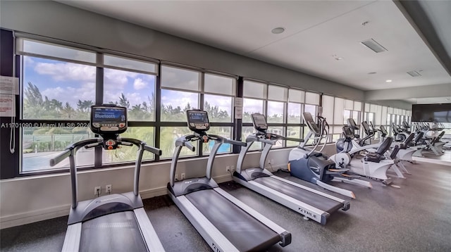 workout area with a wealth of natural light