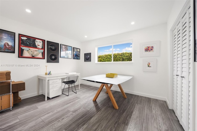 office space featuring hardwood / wood-style floors