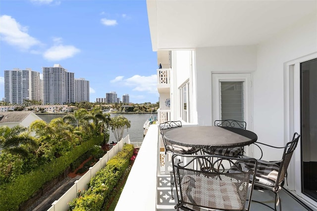 balcony with a water view