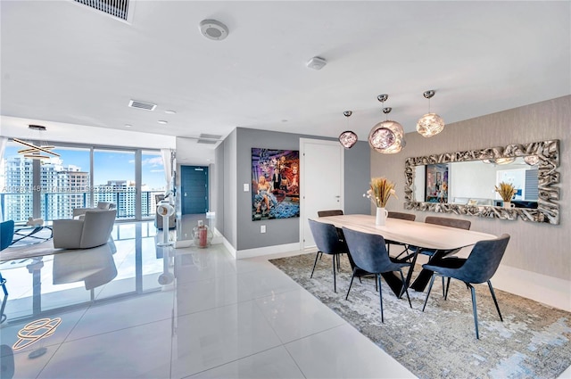 view of tiled dining space