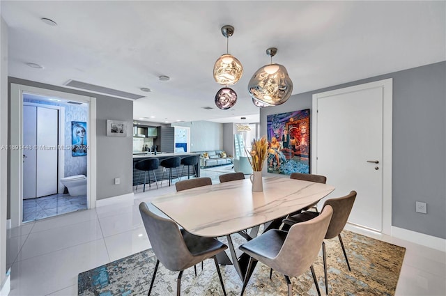 view of tiled dining area