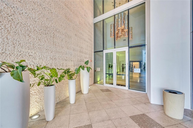 doorway to property featuring french doors