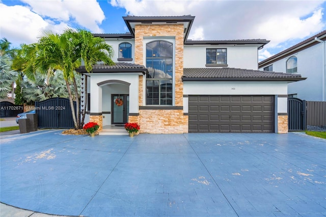 view of front of house with a garage