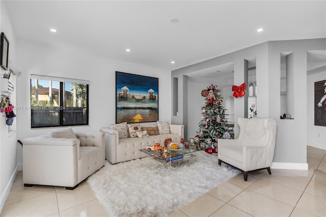 view of tiled living room