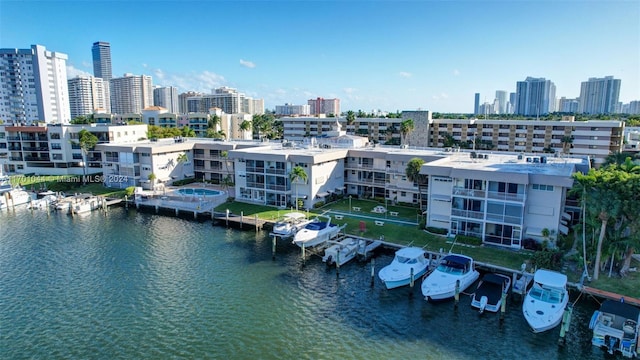 bird's eye view featuring a water view