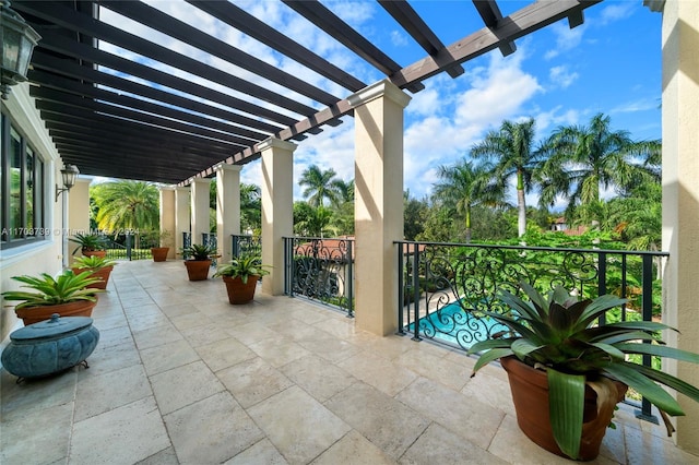 view of patio / terrace featuring a pergola