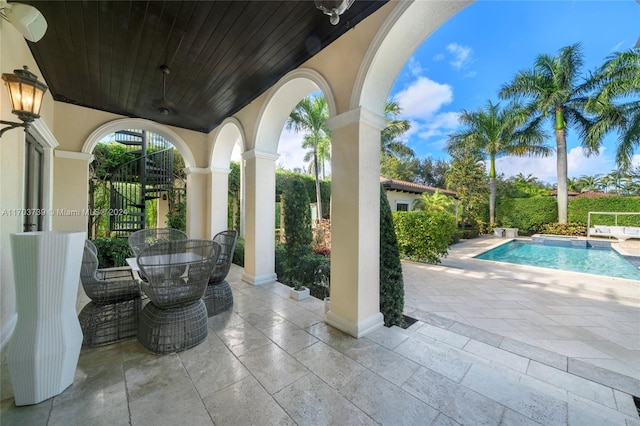 5935 Moss Ranch Rd, Pinecrest, FL 33156 - view of patio featuring an outdoor pool and outdoor dining space