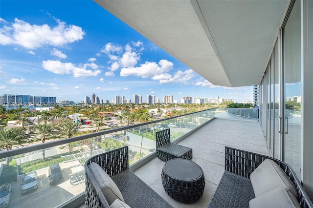 balcony with a view of city