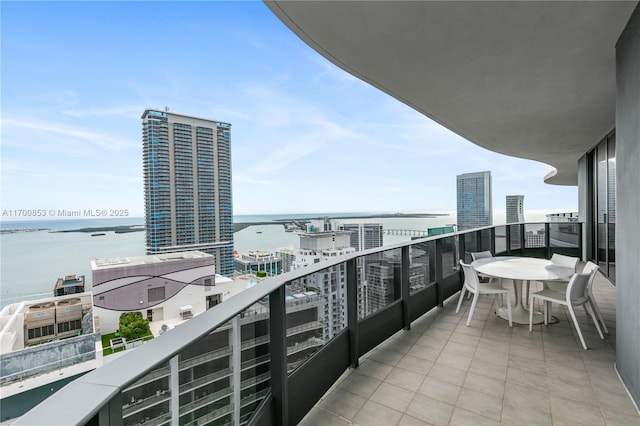 balcony with a water view