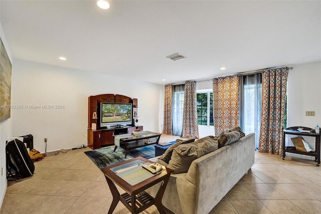 view of tiled living room