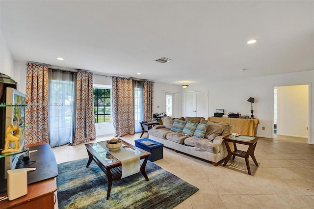 view of tiled living room