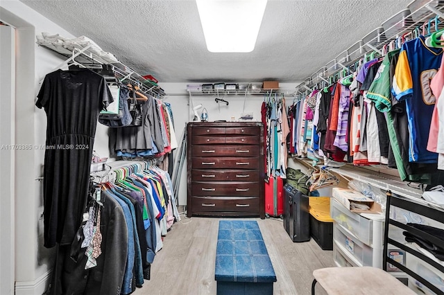 spacious closet featuring light hardwood / wood-style floors