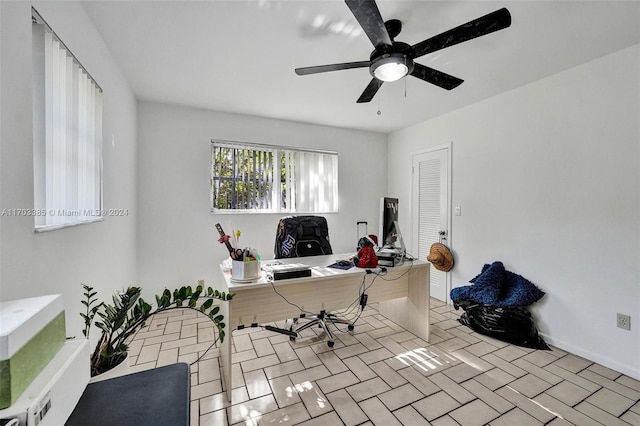 office featuring ceiling fan