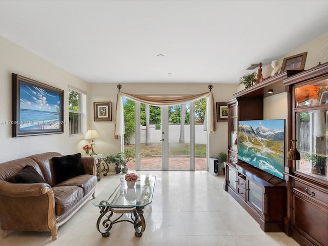 living room with french doors