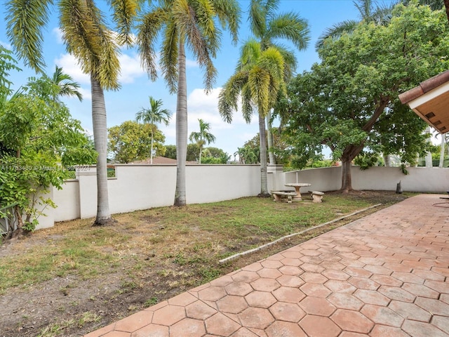 view of yard with a patio area