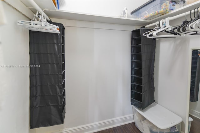 walk in closet featuring dark hardwood / wood-style floors