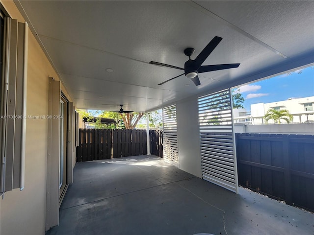 view of patio / terrace featuring ceiling fan