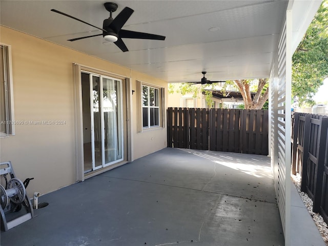 view of patio / terrace featuring ceiling fan