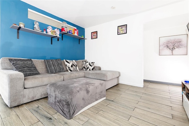 living room featuring light wood-type flooring