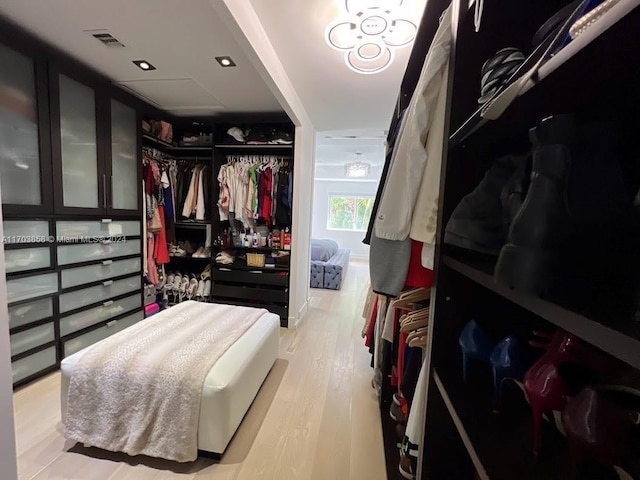 spacious closet with light wood-type flooring