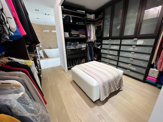 walk in closet featuring light hardwood / wood-style floors