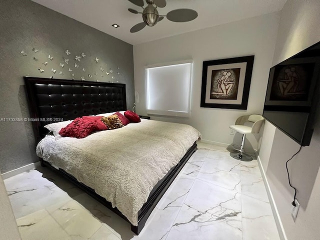 bedroom featuring ceiling fan