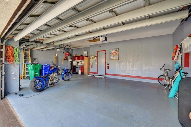 garage with a garage door opener