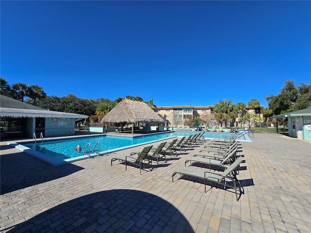 view of pool featuring a patio area