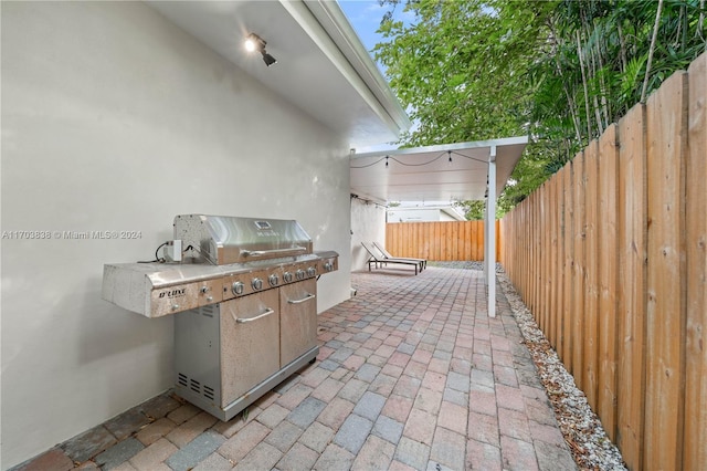 view of patio with area for grilling