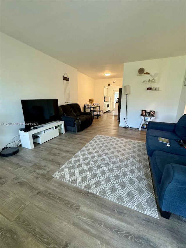 living room with hardwood / wood-style floors