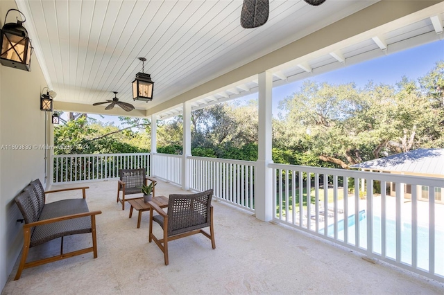 view of patio with ceiling fan