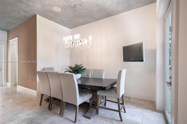 dining room with an inviting chandelier