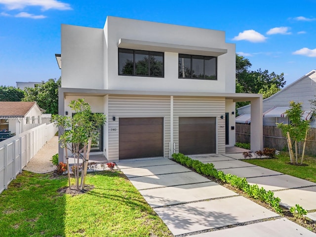 contemporary house with a garage