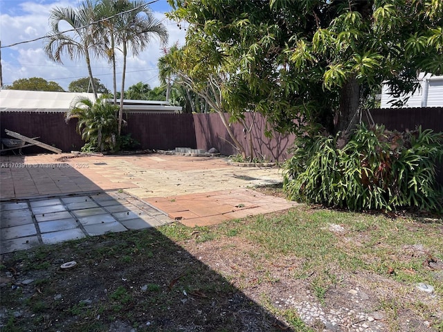 view of yard with a patio and a fenced backyard