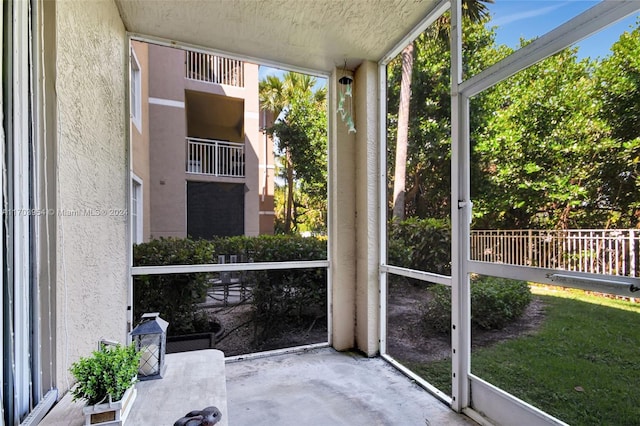 view of unfurnished sunroom