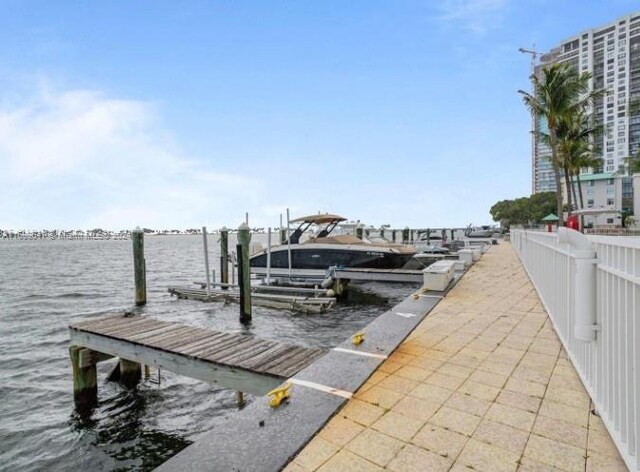 view of dock featuring a water view