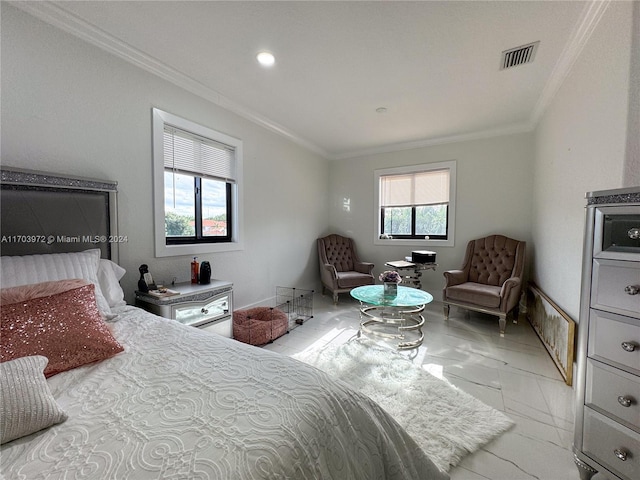 bedroom featuring ornamental molding