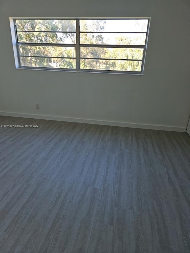 spare room with plenty of natural light and dark wood-type flooring