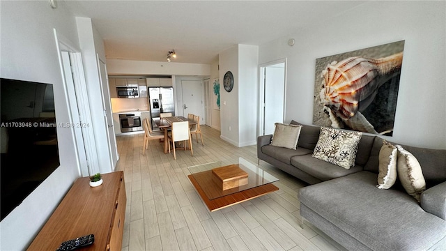 living room with light wood-type flooring