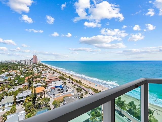 property view of water with a beach view