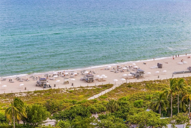 property view of water with a beach view