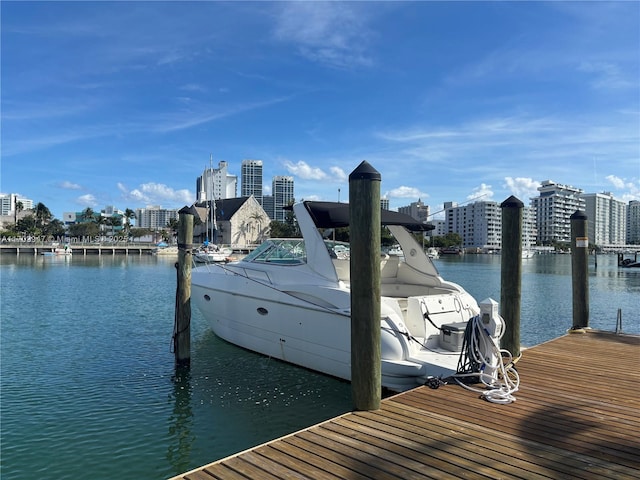 view of dock featuring a water view