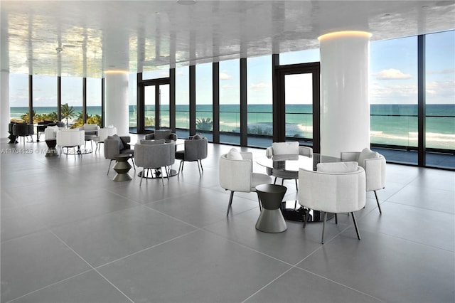 lobby featuring a water view