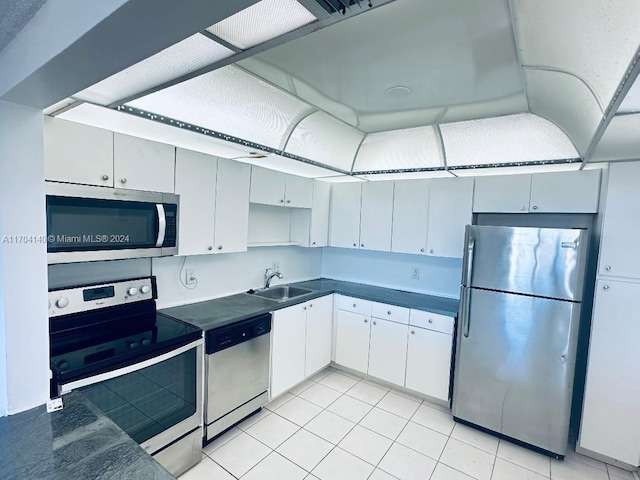 kitchen featuring white cabinetry, sink, and stainless steel appliances